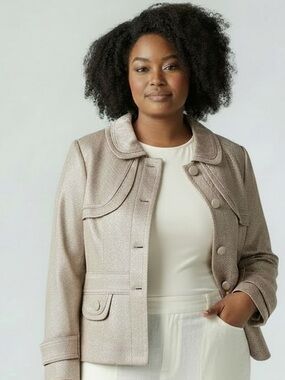 Giancarlo Ferrari Metallic Taupe Women's Blazer Jacket